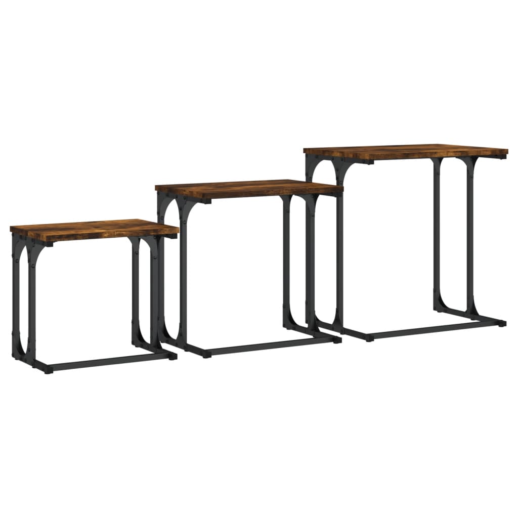 vidaXL Tables gigognes 3 pcs Chêne fumé Bois d'ingénierie