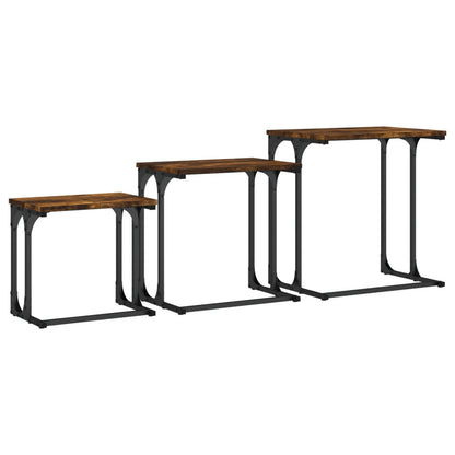 vidaXL Tables gigognes 3 pcs Chêne fumé Bois d'ingénierie