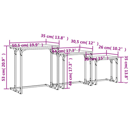 vidaXL Tables gigognes 3 pcs Chêne fumé Bois d'ingénierie