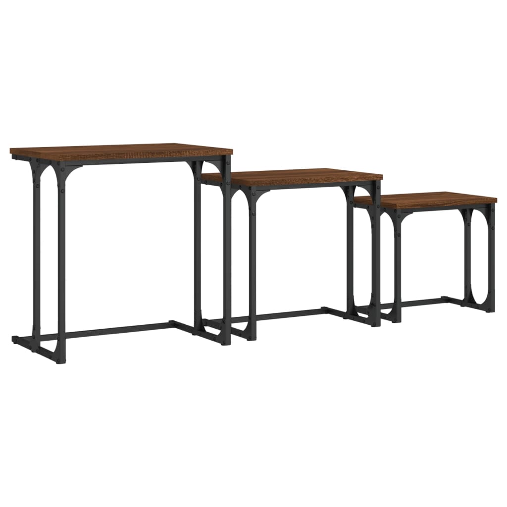 vidaXL Tables gigognes 3 pcs Marron aspect chêne Bois d'ingénierie