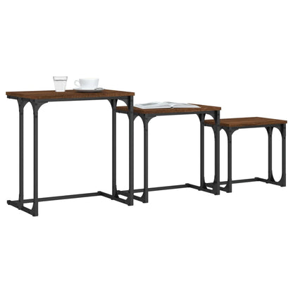 vidaXL Tables gigognes 3 pcs Marron aspect chêne Bois d'ingénierie