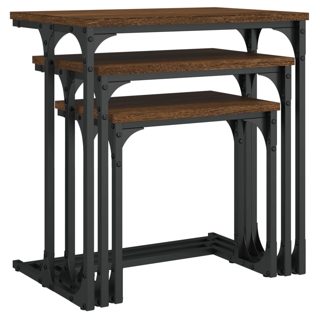 vidaXL Tables gigognes 3 pcs Marron aspect chêne Bois d'ingénierie
