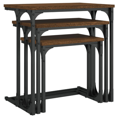 vidaXL Tables gigognes 3 pcs Marron aspect chêne Bois d'ingénierie