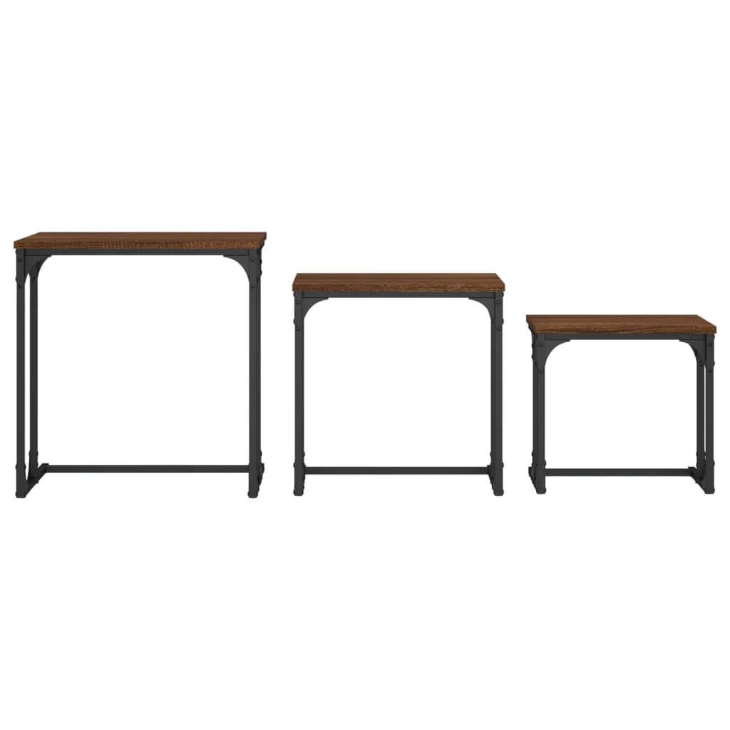 vidaXL Tables gigognes 3 pcs Marron aspect chêne Bois d'ingénierie