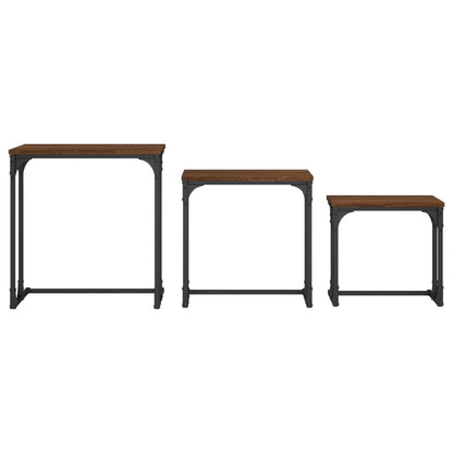 vidaXL Tables gigognes 3 pcs Marron aspect chêne Bois d'ingénierie