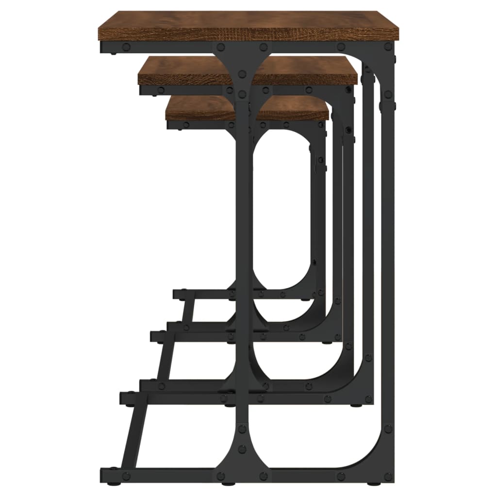 vidaXL Tables gigognes 3 pcs Marron aspect chêne Bois d'ingénierie