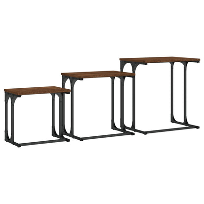 vidaXL Tables gigognes 3 pcs Marron aspect chêne Bois d'ingénierie