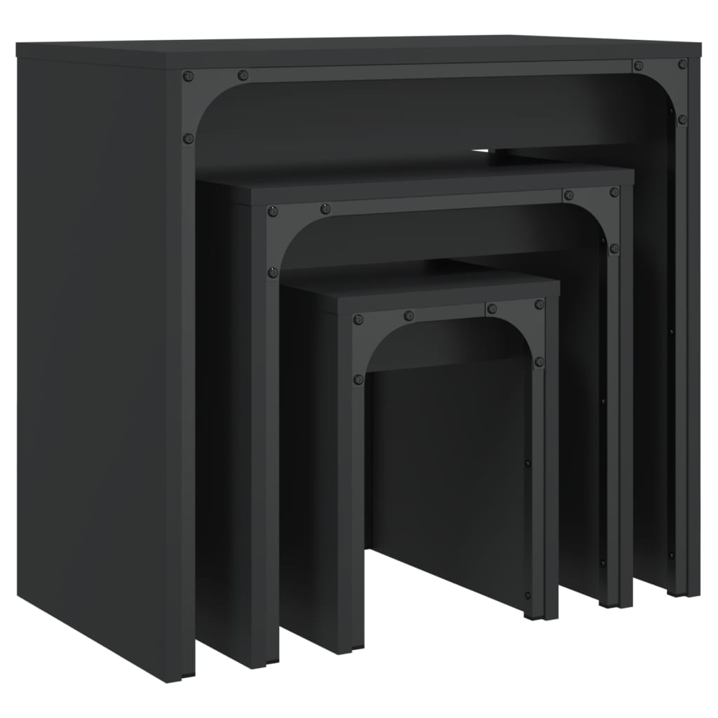 vidaXL Tables gigognes 3 pcs Noir Bois d'ingénierie