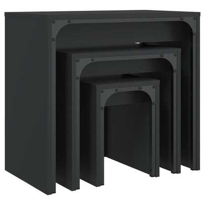 vidaXL Tables gigognes 3 pcs Noir Bois d'ingénierie
