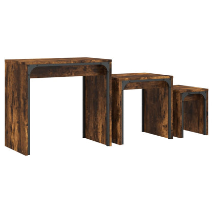 vidaXL Tables gigognes 3 pcs Chêne fumé Bois d'ingénierie