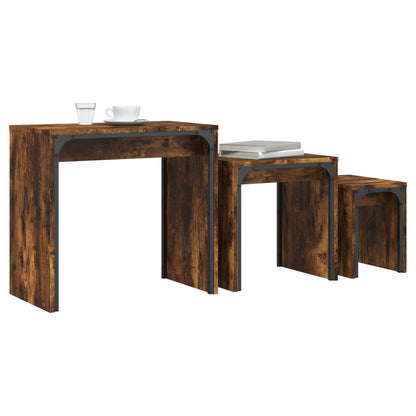 vidaXL Tables gigognes 3 pcs Chêne fumé Bois d'ingénierie