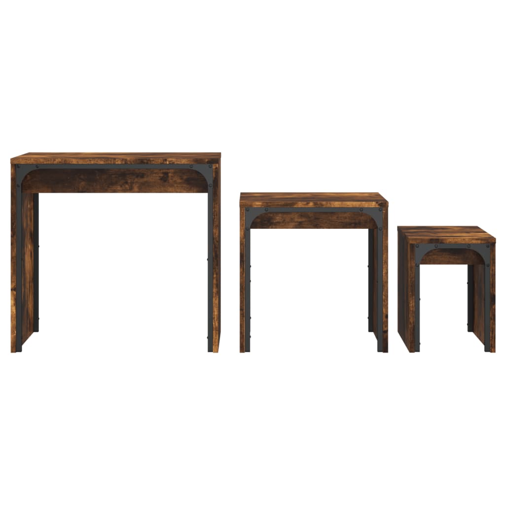 vidaXL Tables gigognes 3 pcs Chêne fumé Bois d'ingénierie