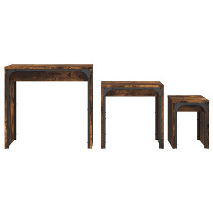 vidaXL Tables gigognes 3 pcs Chêne fumé Bois d'ingénierie
