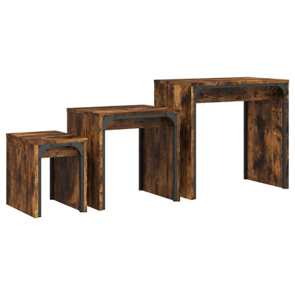 vidaXL Tables gigognes 3 pcs Chêne fumé Bois d'ingénierie