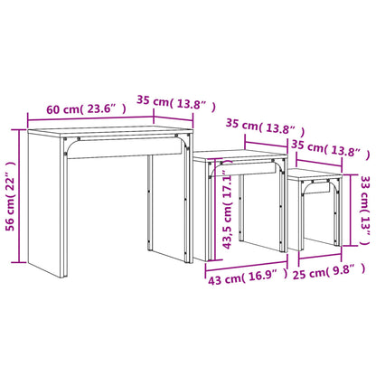 vidaXL Tables gigognes 3 pcs Chêne fumé Bois d'ingénierie