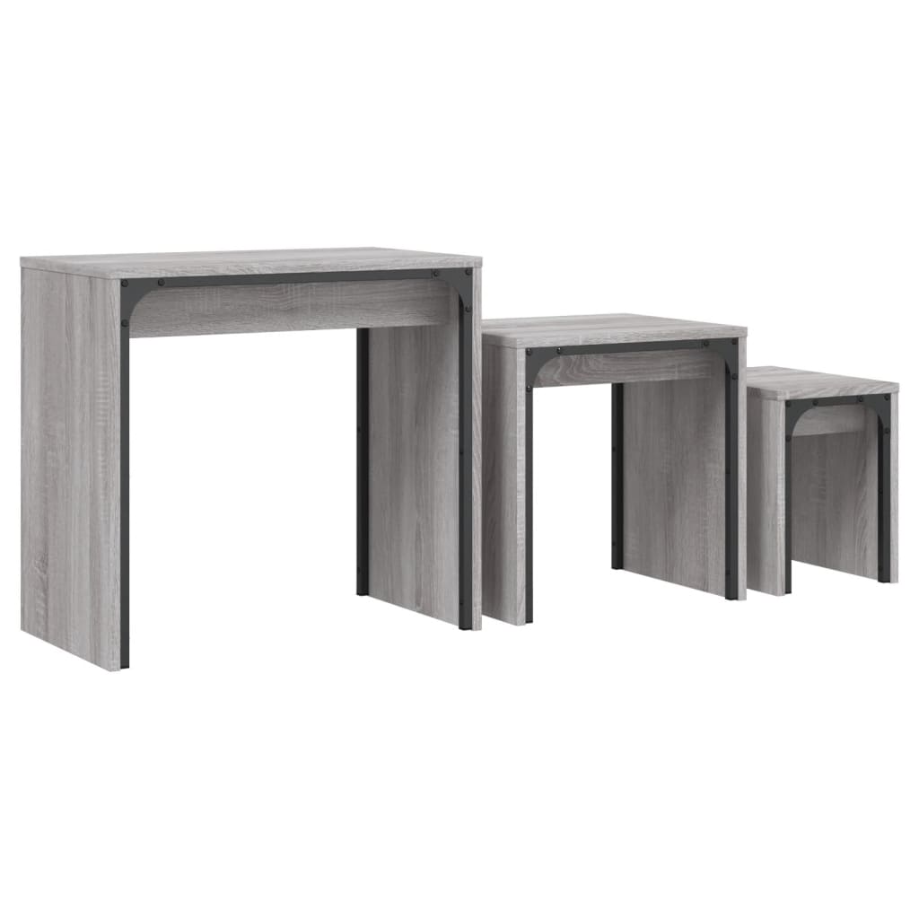 vidaXL Tables gigognes 3 pcs Gris Sonoma Bois d'ingénierie