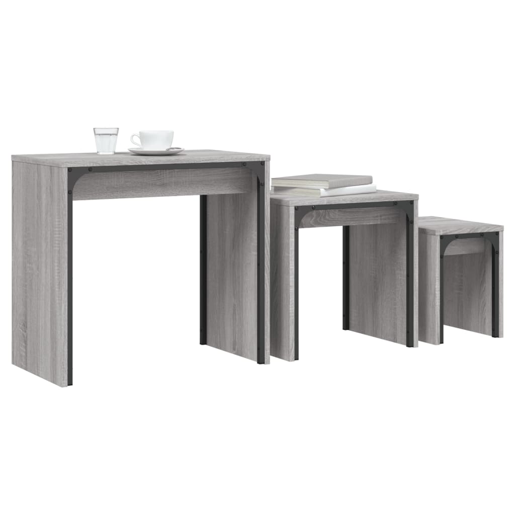 vidaXL Tables gigognes 3 pcs Gris Sonoma Bois d'ingénierie