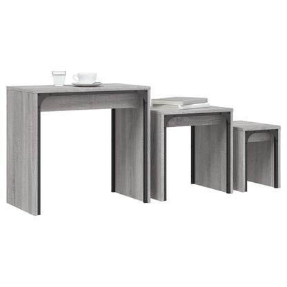 vidaXL Tables gigognes 3 pcs Gris Sonoma Bois d'ingénierie