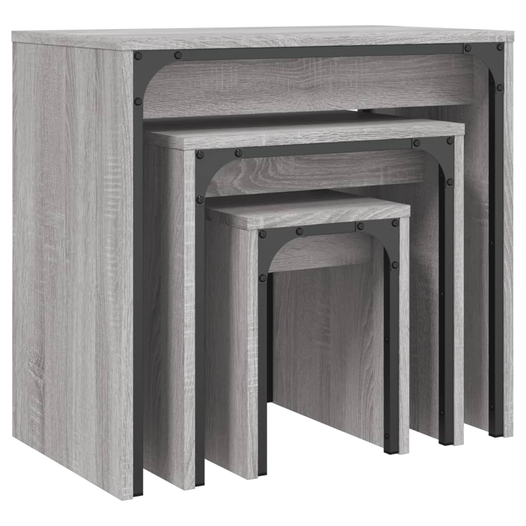 vidaXL Tables gigognes 3 pcs Gris Sonoma Bois d'ingénierie