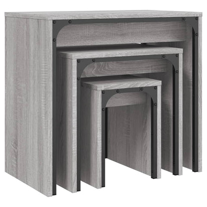 vidaXL Tables gigognes 3 pcs Gris Sonoma Bois d'ingénierie