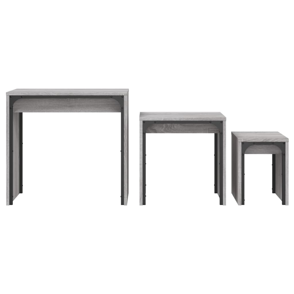 vidaXL Tables gigognes 3 pcs Gris Sonoma Bois d'ingénierie