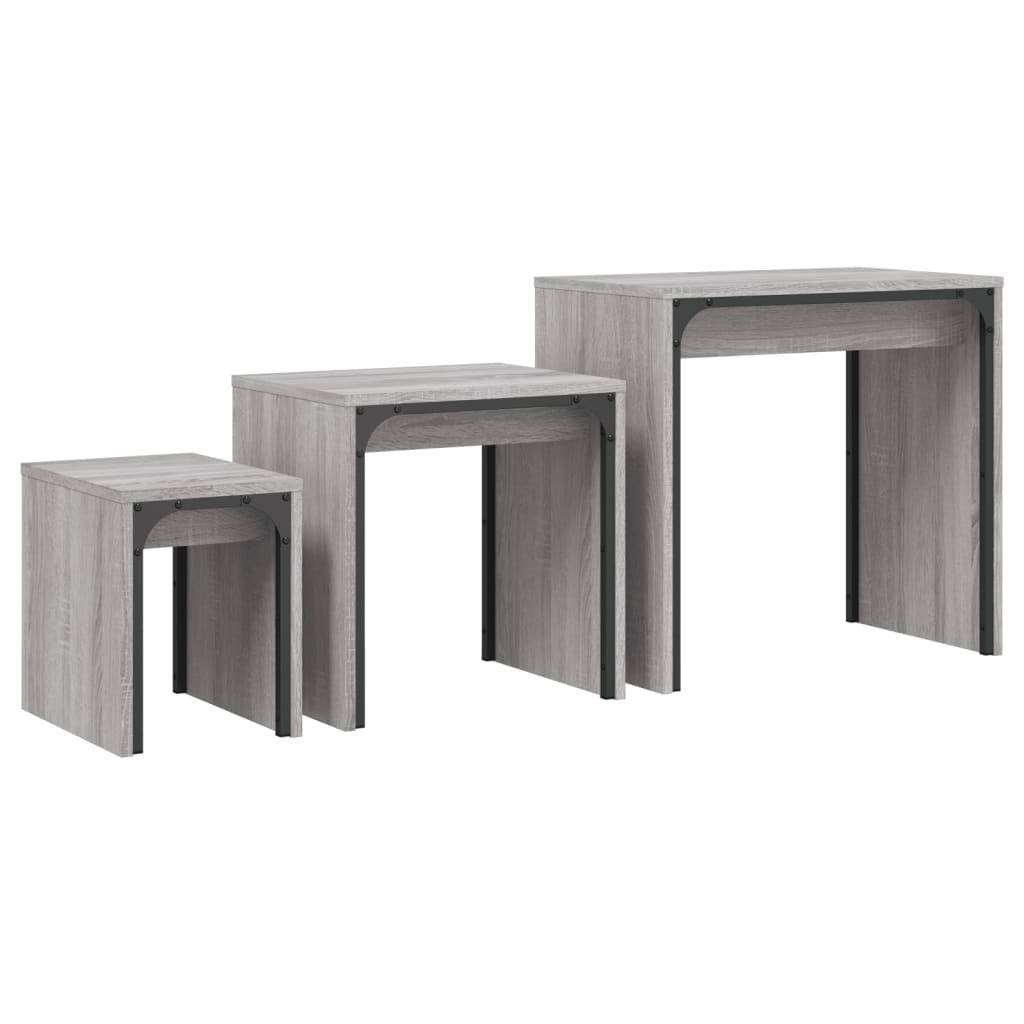 vidaXL Tables gigognes 3 pcs Gris Sonoma Bois d'ingénierie