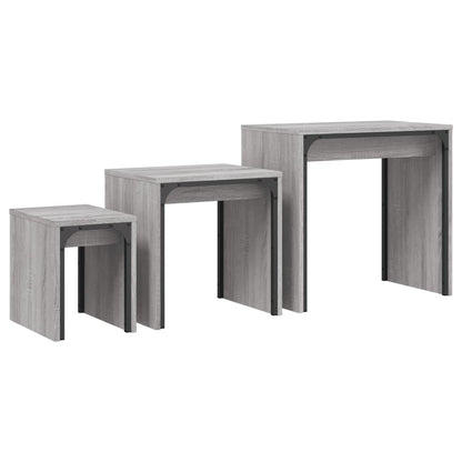 vidaXL Tables gigognes 3 pcs Gris Sonoma Bois d'ingénierie