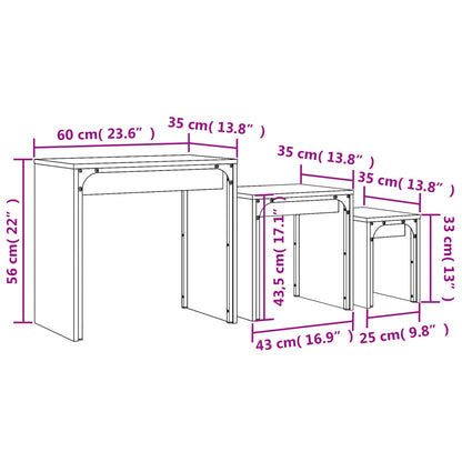 vidaXL Tables gigognes 3 pcs Gris Sonoma Bois d'ingénierie