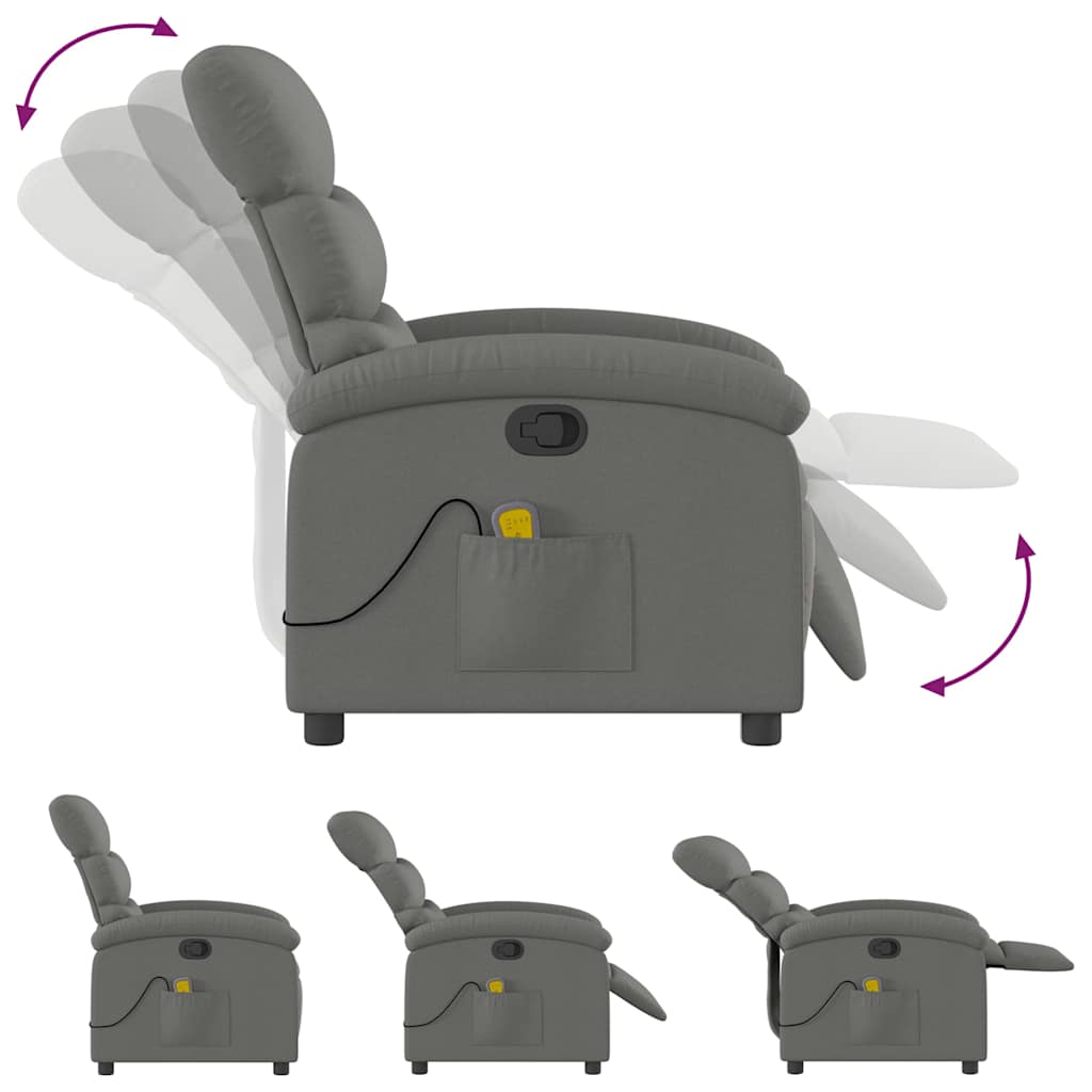 vidaXL Massagesessel Dunkelgrau Stoff