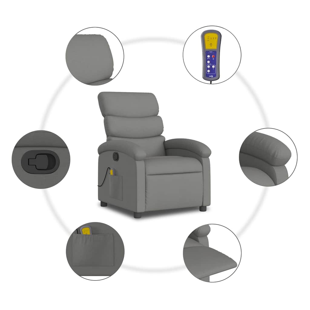 vidaXL Massagesessel Dunkelgrau Stoff