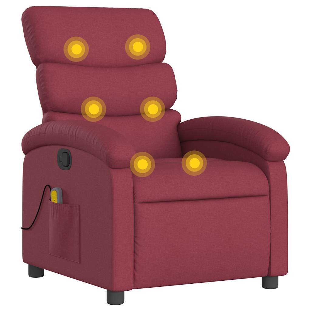 vidaXL Massagesessel Weinrot Stoff