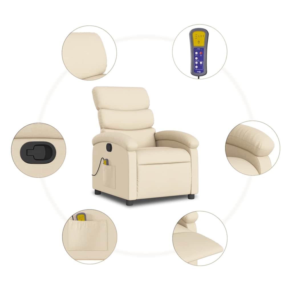 vidaXL Massagesessel Creme Stoff