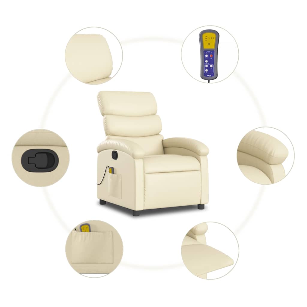 vidaXL Massagesessel Creme Kunstleder
