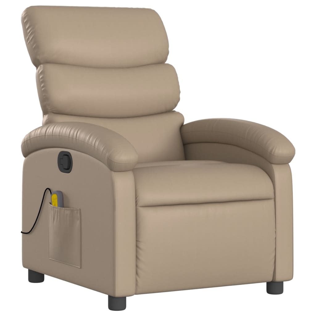 vidaXL Fauteuil de massage marron cappuccino en similicuir