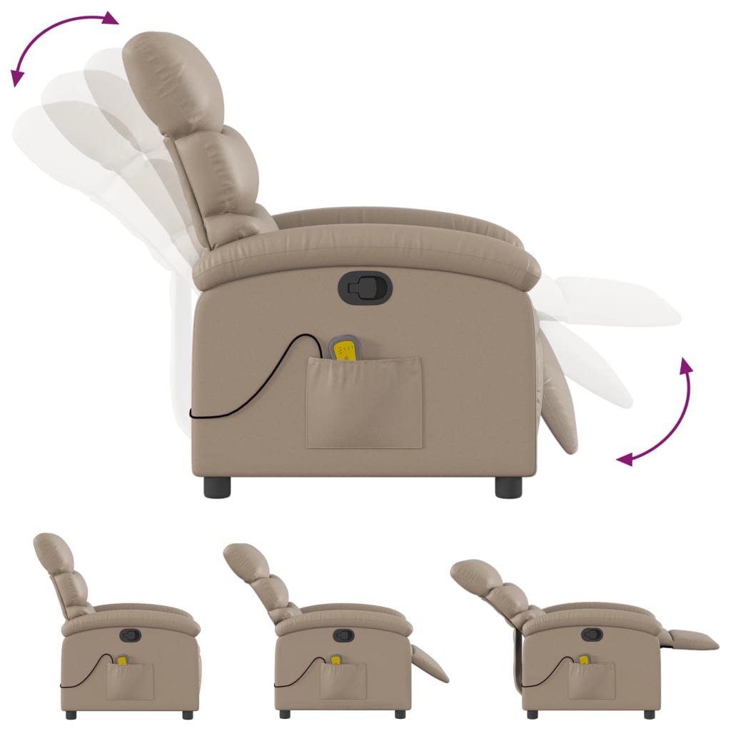 vidaXL Fauteuil de massage marron cappuccino en similicuir