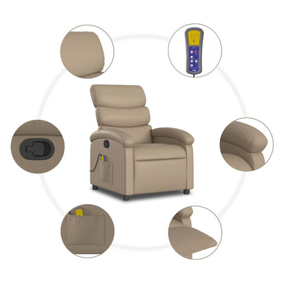 vidaXL Fauteuil de massage marron cappuccino en similicuir