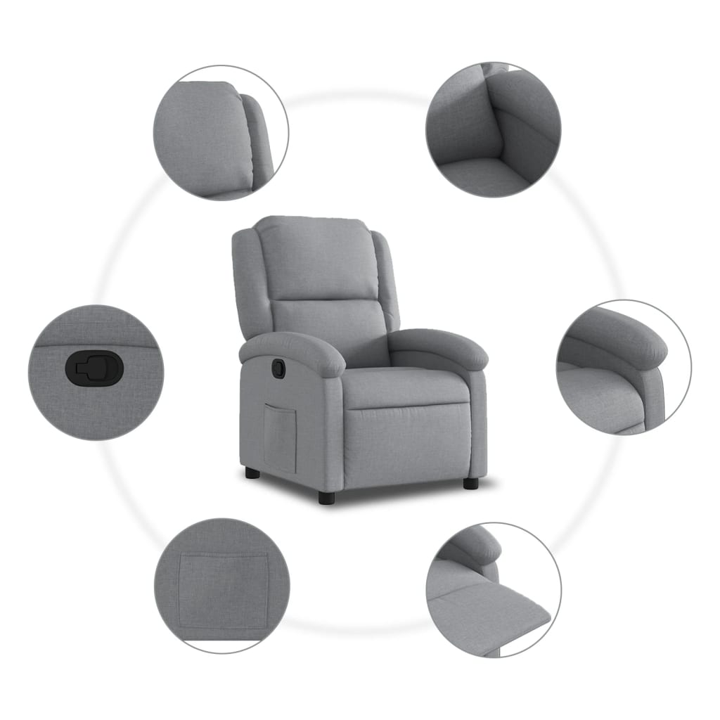 vidaXL Fauteuil relax Gris clair Tissu