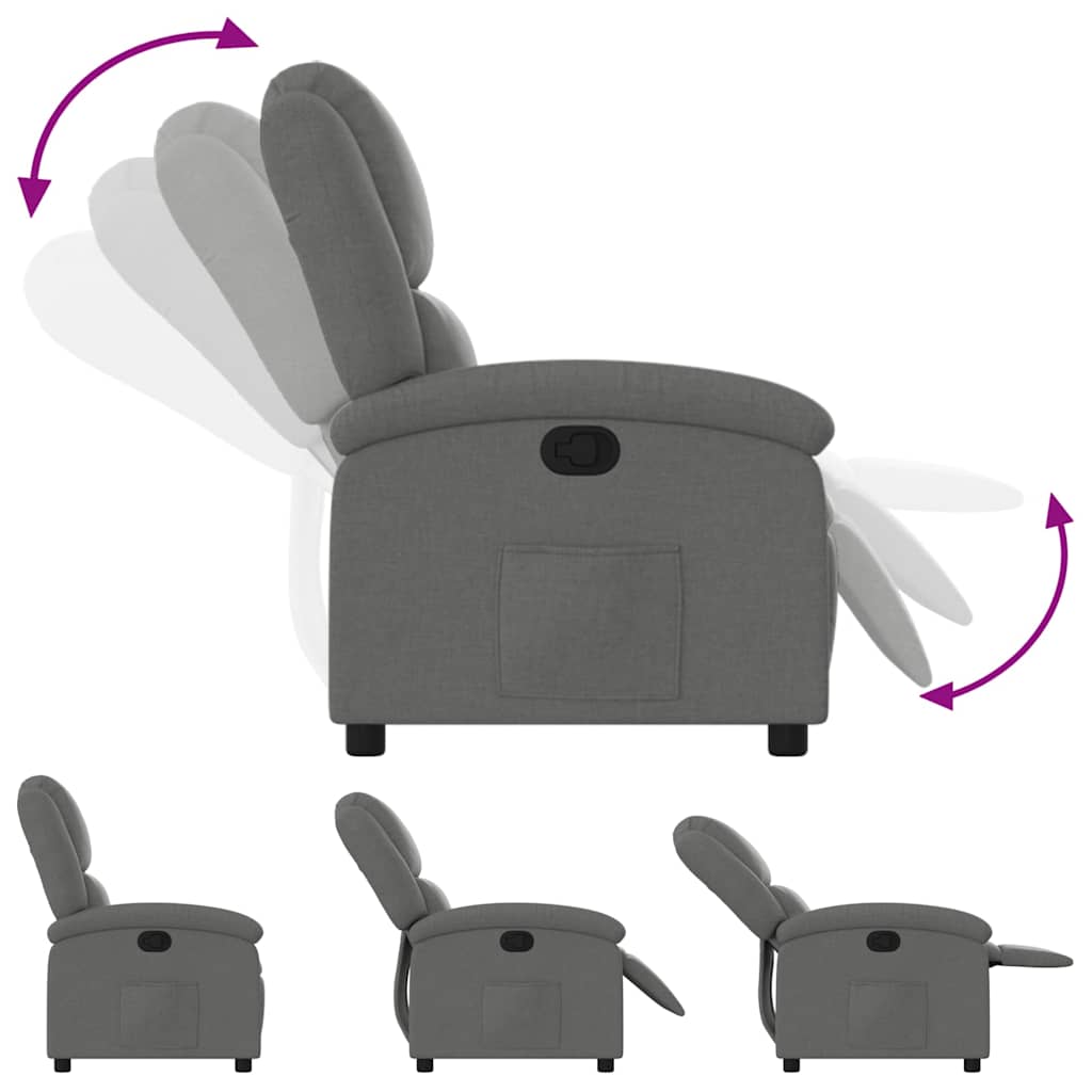 vidaXL Fauteuil de relaxation gris foncé en tissu