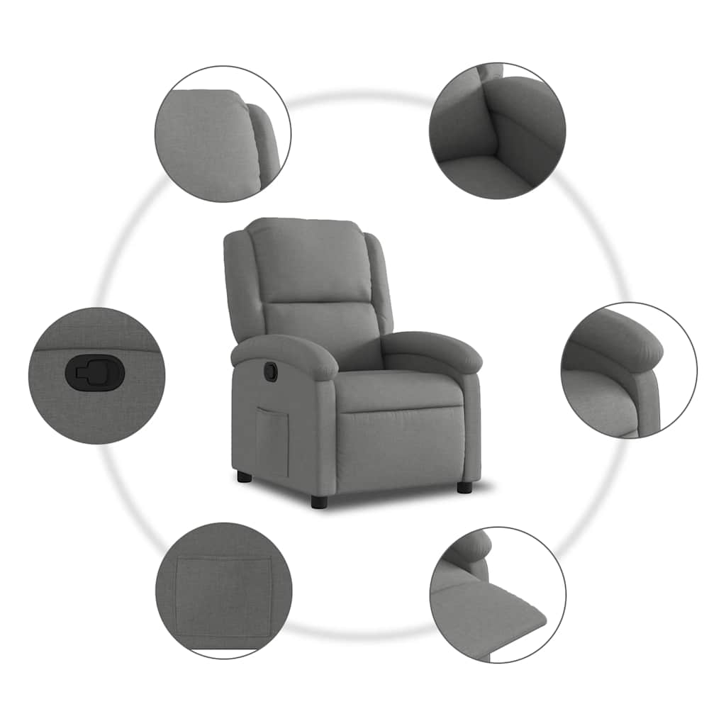 vidaXL Fauteuil de relaxation gris foncé en tissu