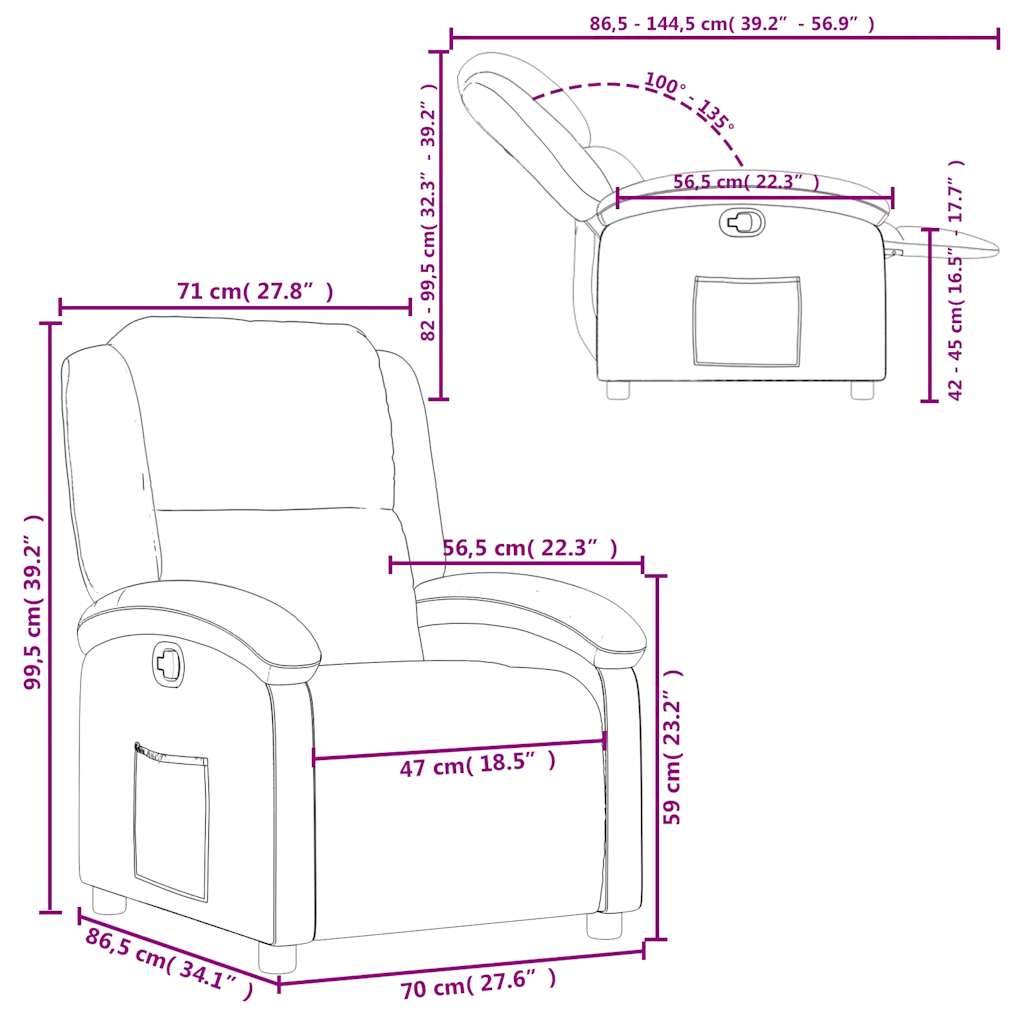 vidaXL Fauteuil de relaxation gris foncé en tissu