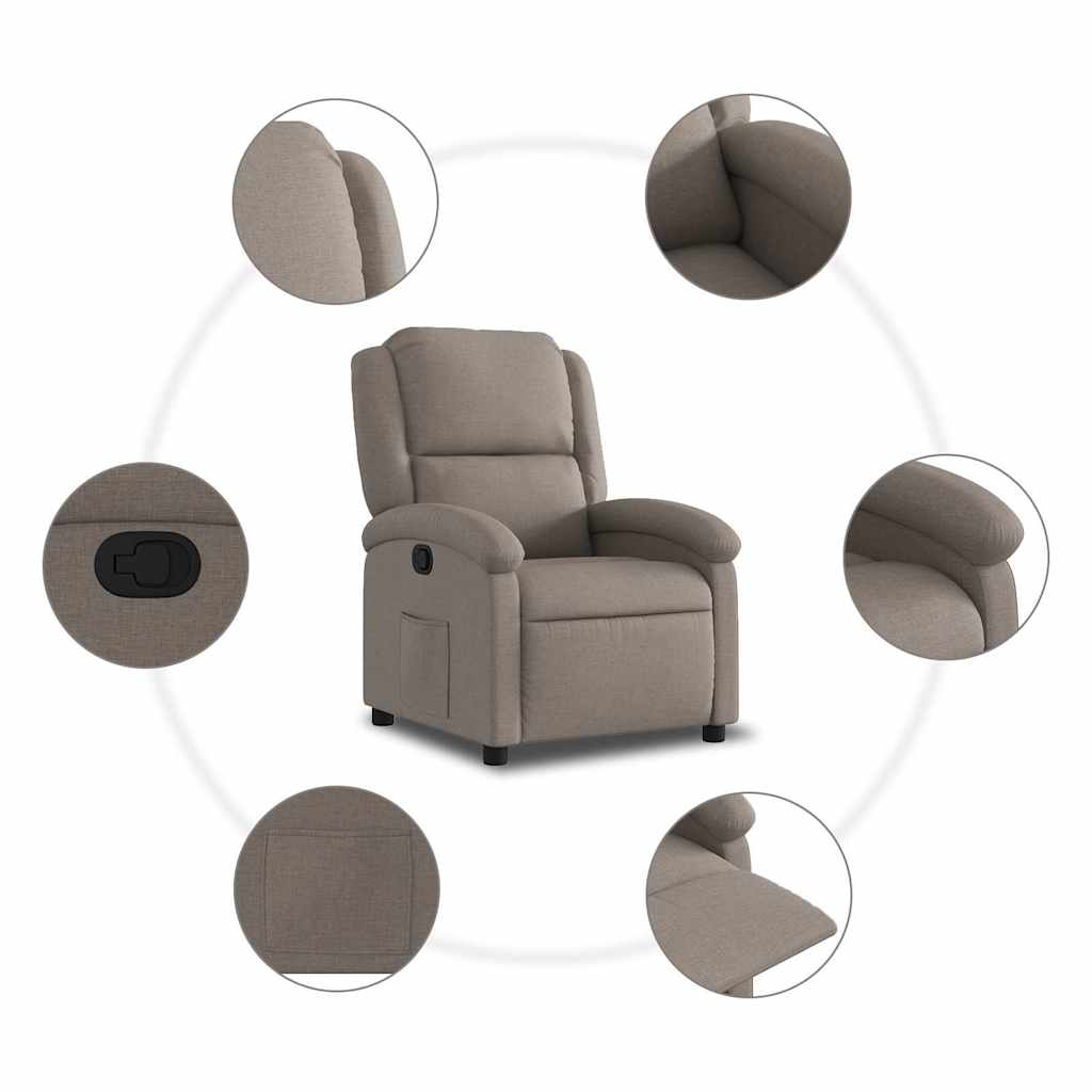vidaXL Fauteuil relax Taupe Tissu