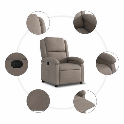 vidaXL Fauteuil relax Taupe Tissu