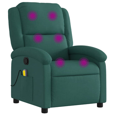 vidaXL Fauteuil de massage tissu vert foncé