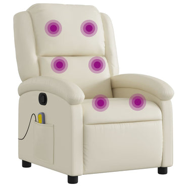 vidaXL Fauteuil de massage crème en similicuir