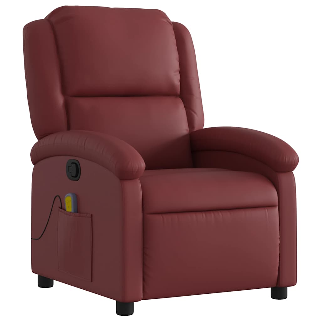 vidaXL Fauteuil de massage Similicuir Rouge bordeaux