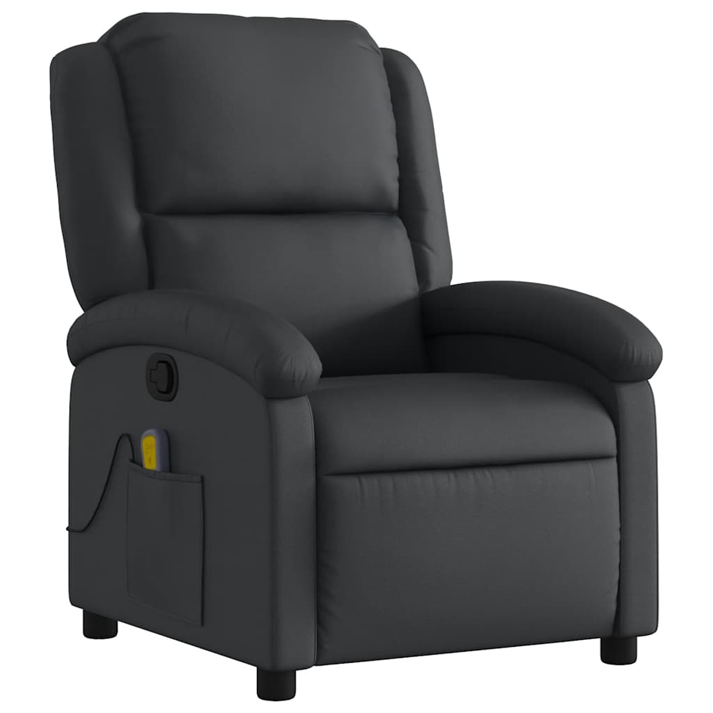 vidaXL Massagesessel Schwarz Echtleder