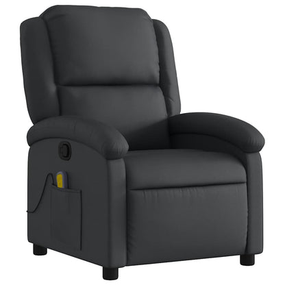 vidaXL Massagesessel Schwarz Echtleder
