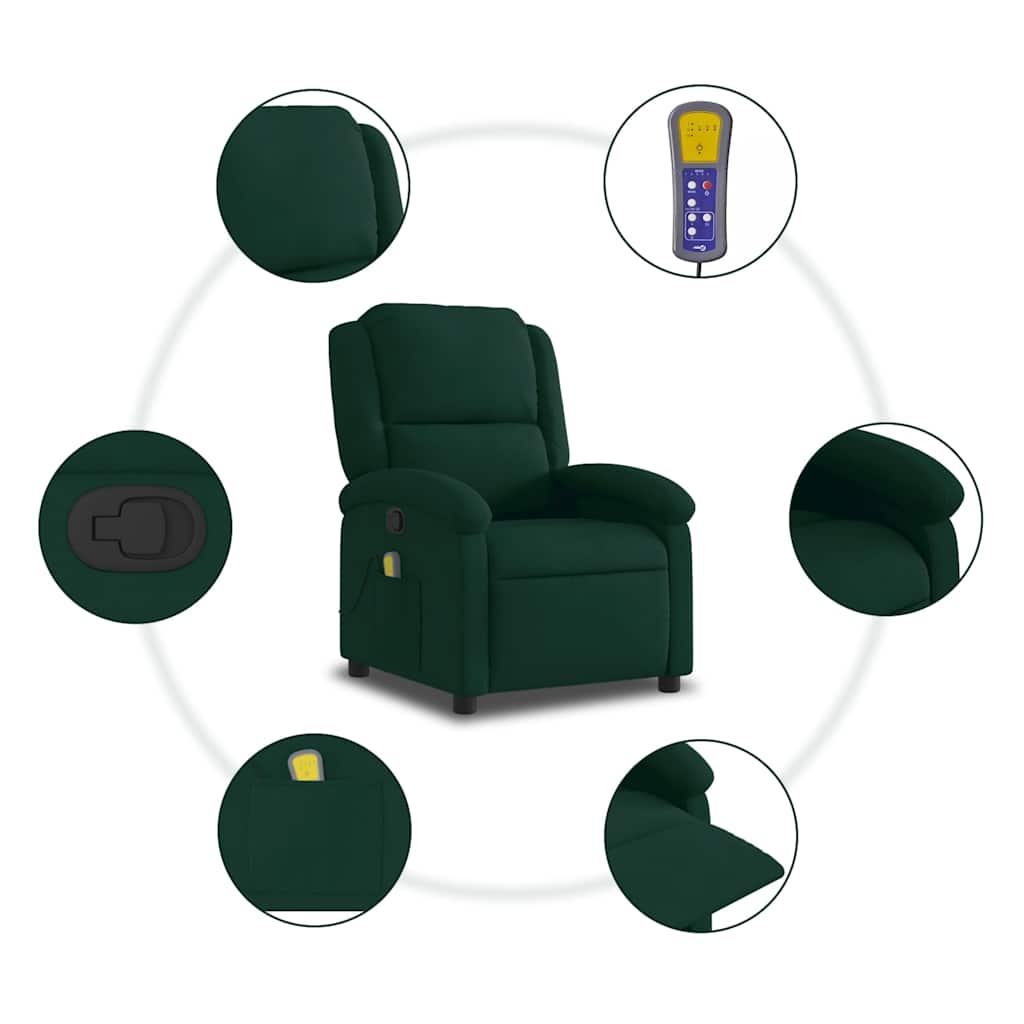 vidaXL Massagesessel Dunkelgrün Samt