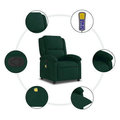 vidaXL Massagesessel Dunkelgrün Samt