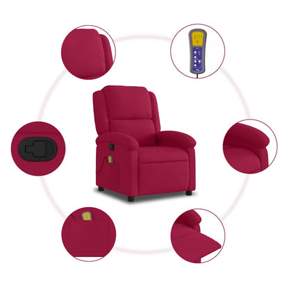 vidaXL Massagesessel Weinrot Samt
